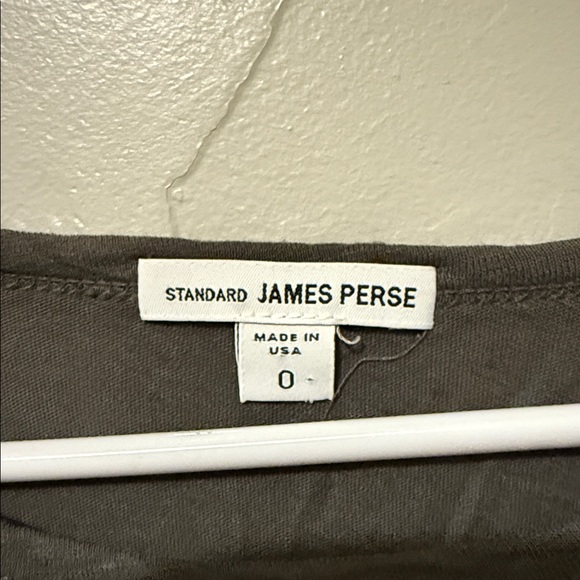 Standard James Perse Dark Gray Linen Long Sleeve Pocket Tee - Picture 2 of 9